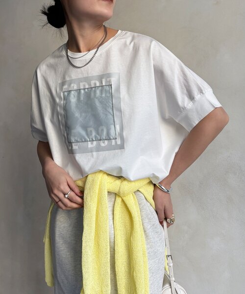 DouDou（ドゥドゥ）の「【WEB限定】オーガンジーロゴTEE（Tシャツ/カットソー・レディース・チャコールグレー/オフホワイト/ブラック・FREE）」の11枚目の写真