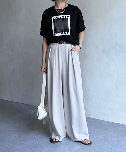 DouDou（ドゥドゥ）の「【WEB限定】オーガンジーロゴTEE（Tシャツ/カットソー・レディース・チャコールグレー/オフホワイト/ブラック・FREE）」の13枚目の写真