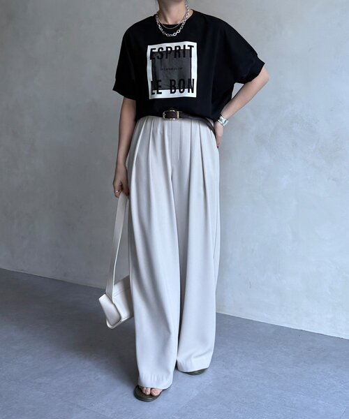 DouDou（ドゥドゥ）の「【WEB限定】オーガンジーロゴTEE（Tシャツ/カットソー・レディース・チャコールグレー/オフホワイト/ブラック・FREE）」の15枚目の写真