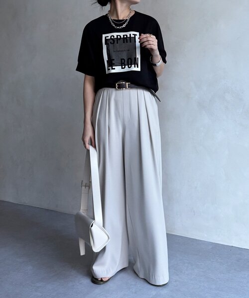 DouDou（ドゥドゥ）の「【WEB限定】オーガンジーロゴTEE（Tシャツ/カットソー・レディース・チャコールグレー/オフホワイト/ブラック・FREE）」の16枚目の写真