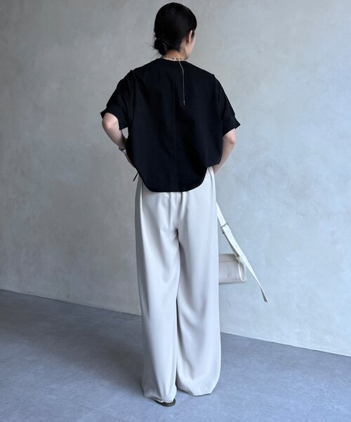 DouDou（ドゥドゥ）の「【WEB限定】オーガンジーロゴTEE（Tシャツ/カットソー・レディース・チャコールグレー/オフホワイト/ブラック・FREE）」の17枚目の写真