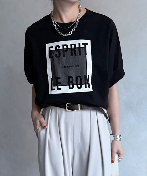 DouDou（ドゥドゥ）の「【WEB限定】オーガンジーロゴTEE（Tシャツ/カットソー・レディース・チャコールグレー/オフホワイト/ブラック・FREE）」の18枚目の写真