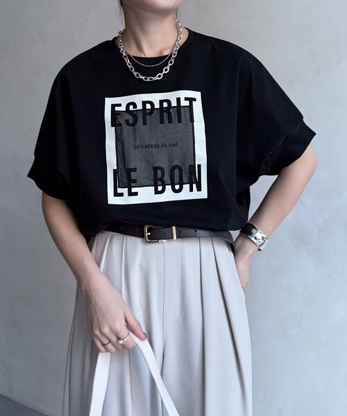 DouDou（ドゥドゥ）の「【WEB限定】オーガンジーロゴTEE（Tシャツ/カットソー・レディース・チャコールグレー/オフホワイト/ブラック・FREE）」の20枚目の写真