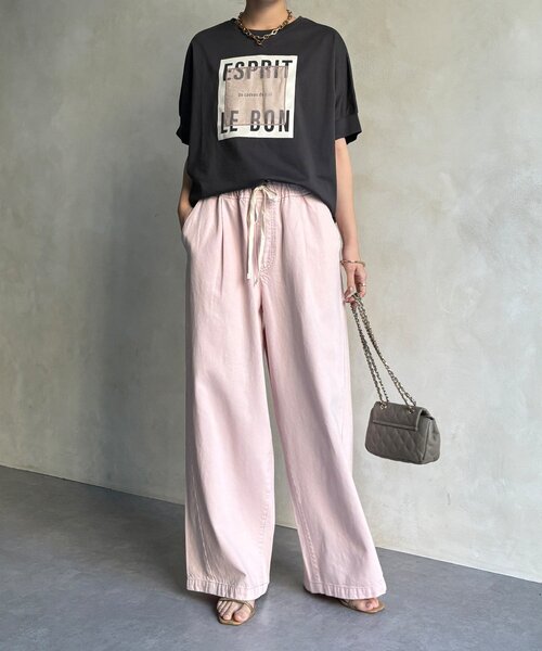 DouDou（ドゥドゥ）の「【WEB限定】オーガンジーロゴTEE（Tシャツ/カットソー・レディース・チャコールグレー/オフホワイト/ブラック・FREE）」の22枚目の写真