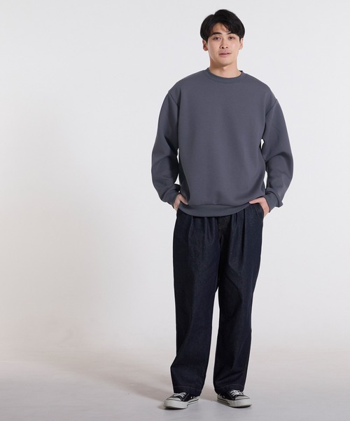 coca(coca)(コカ)の「ソフトジャージーワイドトレーナー(スウェット・メンズ・チャコール/グレイッシュベージュ・XL/S/M/L)」の9枚目の写真