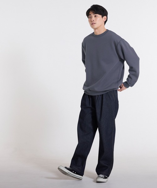 coca(coca)(コカ)の「ソフトジャージーワイドトレーナー(スウェット・メンズ・チャコール/グレイッシュベージュ・XL/S/M/L)」の11枚目の写真