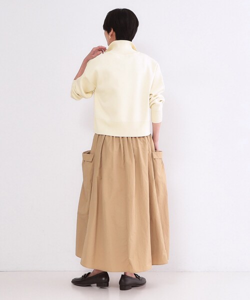 OPAQUE.CLIP(オペークドットクリップ)の「ハーフZIP刺繍ロゴニット【洗濯機OK】(ニット/セーター・レディース・オフホワイト/ネイビー/ライトグリーン・00)」の6枚目の写真