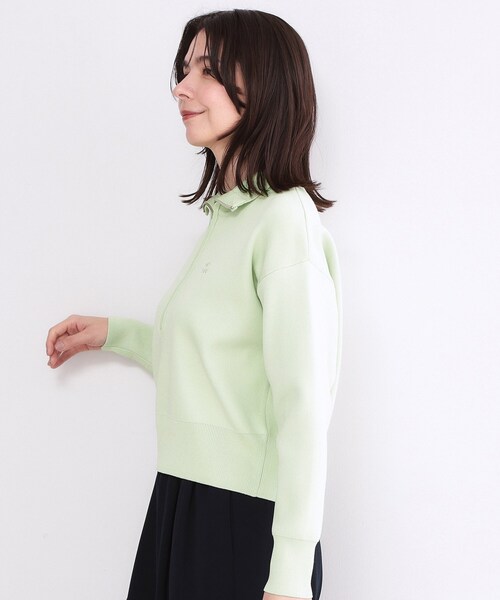 OPAQUE.CLIP(オペークドットクリップ)の「ハーフZIP刺繍ロゴニット【洗濯機OK】(ニット/セーター・レディース・オフホワイト/ネイビー/ライトグリーン・00)」の8枚目の写真