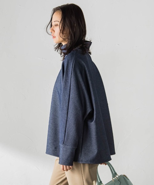 LAUTREAMONT(ロートレアモン)の「【WEB限定】裏毛布スタンドネックプルオーバー≪毛玉防止・ストレッチ≫(Tシャツ/カットソー・レディース・ネイビー/ブラック/オフホワイト・9号/11号)」の2枚目の写真