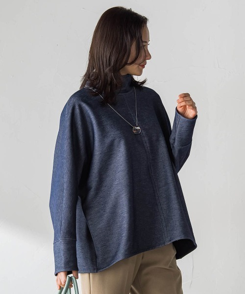 LAUTREAMONT(ロートレアモン)の「【WEB限定】裏毛布スタンドネックプルオーバー≪毛玉防止・ストレッチ≫(Tシャツ/カットソー・レディース・ネイビー/ブラック/オフホワイト・9号/11号)」の12枚目の写真