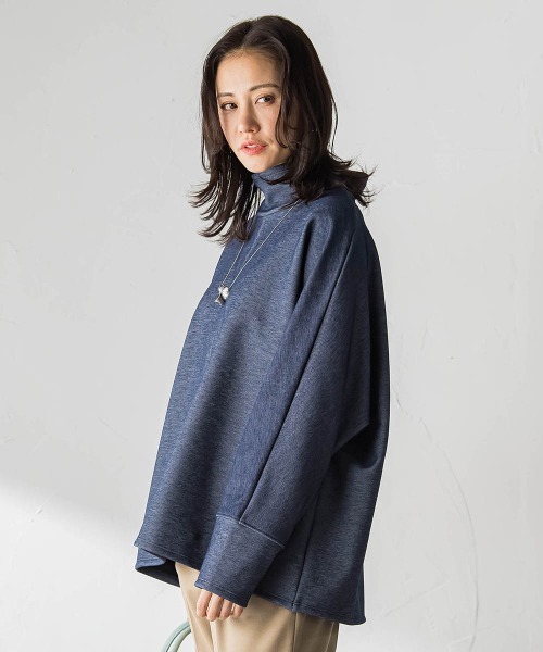 LAUTREAMONT(ロートレアモン)の「【WEB限定】裏毛布スタンドネックプルオーバー≪毛玉防止・ストレッチ≫(Tシャツ/カットソー・レディース・ネイビー/ブラック/オフホワイト・9号/11号)」の13枚目の写真