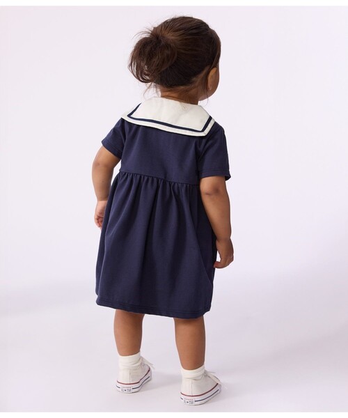 PETIT BATEAU(プチバトー)の「セーラーカラ-ワンピース(ワンピース・キッズ・ネイビー・18MONTH/24MONTH/36MONTH/12MONTH)」の2枚目の写真