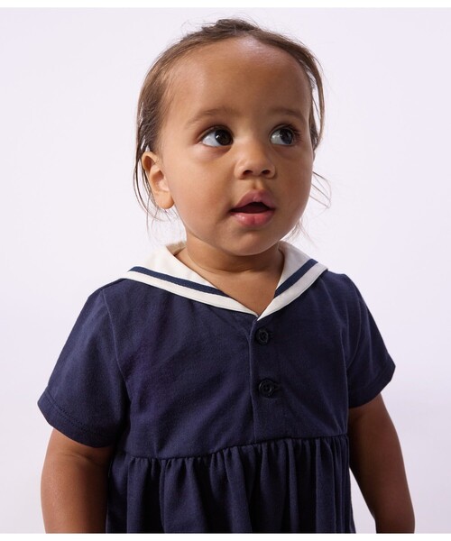 PETIT BATEAU(プチバトー)の「セーラーカラ-ワンピース(ワンピース・キッズ・ネイビー・18MONTH/24MONTH/36MONTH/12MONTH)」の3枚目の写真