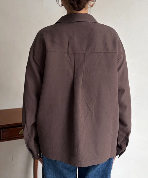 Chez toi(シェトワ)の「ショート丈シャツジャケット(テーラードジャケット・レディース・グリーン/ブラウン/ベージュ・FREE)」の13枚目の写真