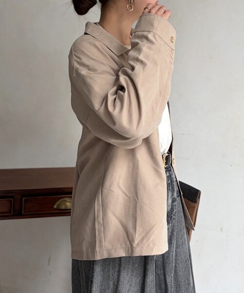 Chez toi(シェトワ)の「ショート丈シャツジャケット(テーラードジャケット・レディース・グリーン/ブラウン/ベージュ・FREE)」の19枚目の写真