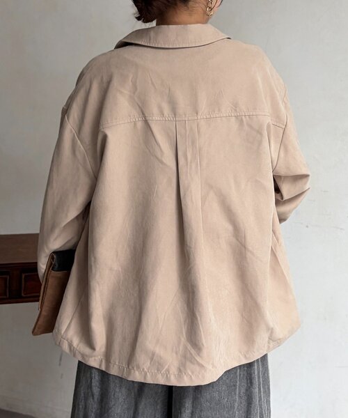 Chez toi(シェトワ)の「ショート丈シャツジャケット(テーラードジャケット・レディース・グリーン/ブラウン/ベージュ・FREE)」の20枚目の写真