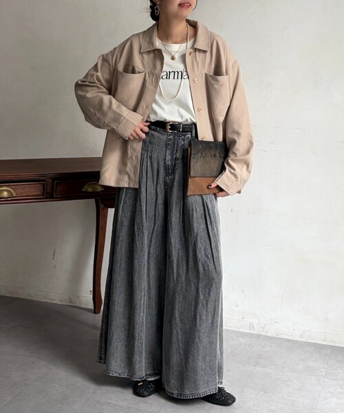 Chez toi(シェトワ)の「ショート丈シャツジャケット(テーラードジャケット・レディース・グリーン/ブラウン/ベージュ・FREE)」の21枚目の写真