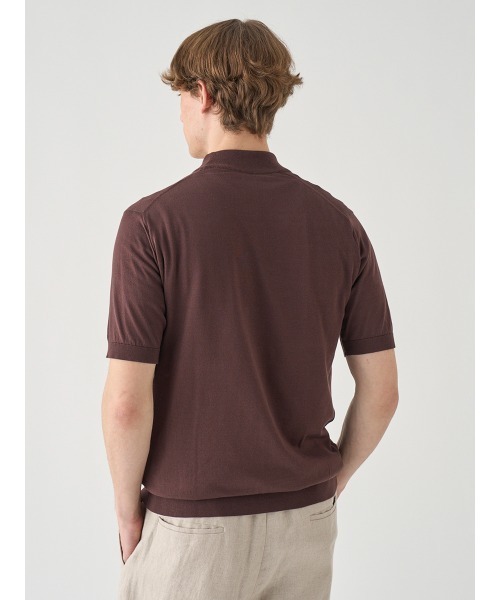JOHN SMEDLEY(ジョンスメドレー)の「モックネック半袖コットンニットTシャツ(ニット/セーター・メンズ・ブラウン系その他2・S/L/M)」の8枚目の写真