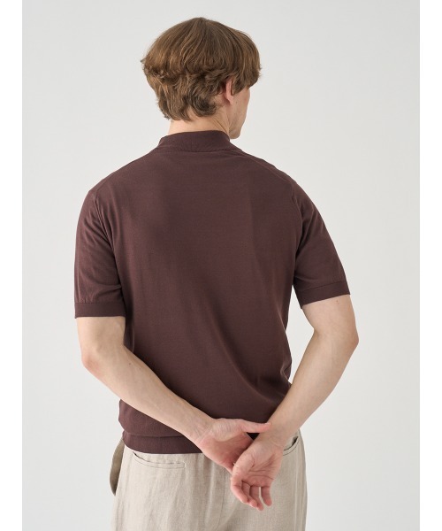 JOHN SMEDLEY(ジョンスメドレー)の「モックネック半袖コットンニットTシャツ(ニット/セーター・メンズ・ブラウン系その他2・S/L/M)」の9枚目の写真