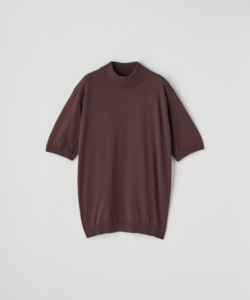 JOHN SMEDLEY(ジョンスメドレー)の「モックネック半袖コットンニットTシャツ(ニット/セーター・メンズ・ブラウン系その他2・S/L/M)」の2枚目の写真