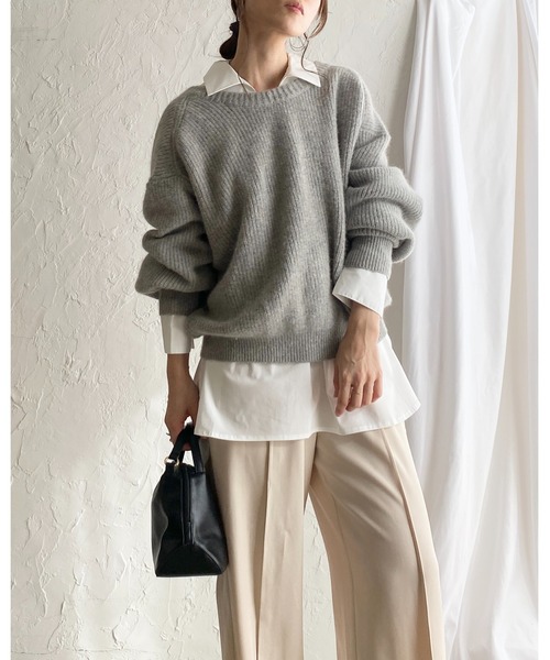 She's Closet(シーズクローゼット)の「深Vネック長袖オーバーサイズ スキッパーシャツブラウス(シャツ/ブラウス・レディース・ホワイト/ストライプ/ブラック/ブルー・FREE)」の10枚目の写真
