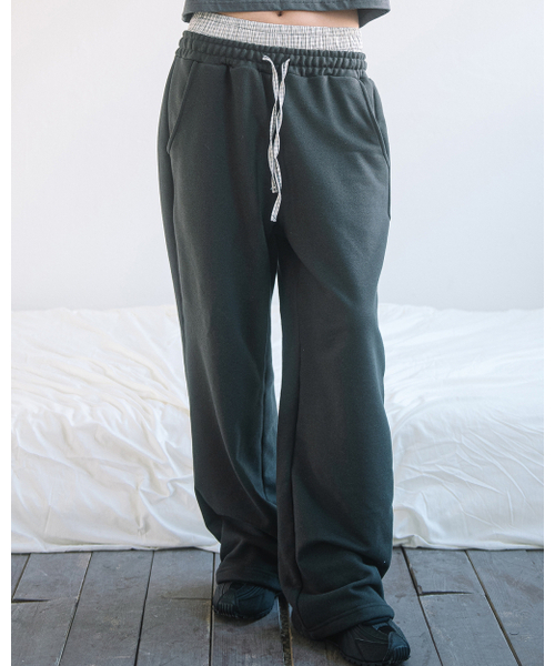 HAVISM（ヘビズム）の「CHECK LAYERED SWEATPANTS(CHARCOAL)（スウェットパンツ・レディース・その他・ONE SIZE）」の4枚目の写真