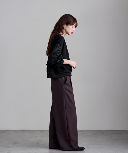 etoll.（エトル）の「フラワーチュール袖ドッキングPO（スウェット・レディース・ブラック/オフホワイト・M）」の22枚目の写真