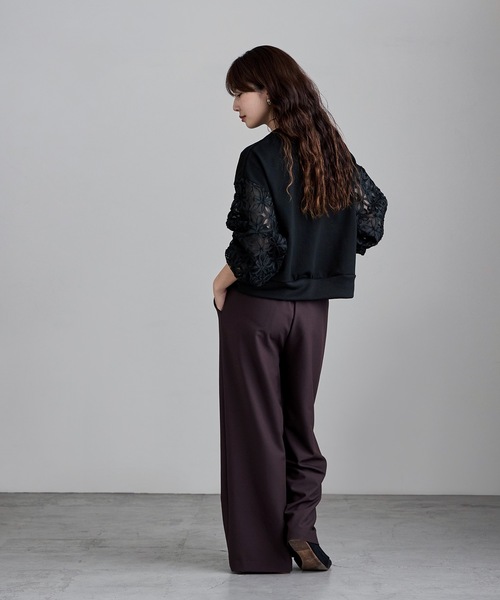 etoll.（エトル）の「フラワーチュール袖ドッキングPO（スウェット・レディース・ブラック/オフホワイト・M）」の21枚目の写真