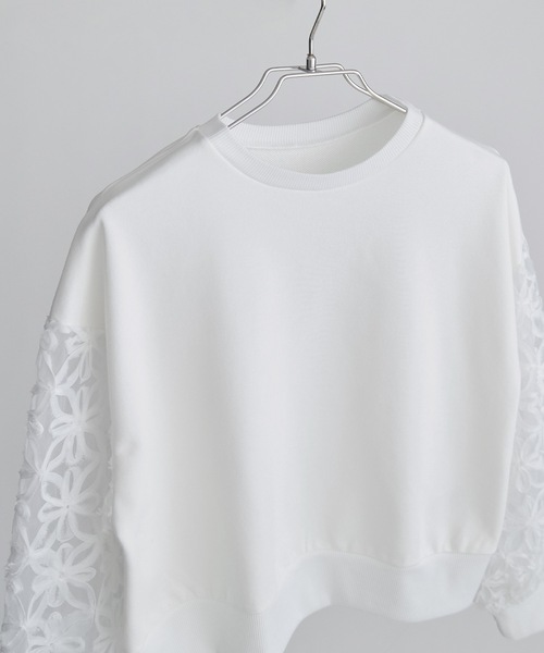 etoll.（エトル）の「フラワーチュール袖ドッキングPO（スウェット・レディース・ブラック/オフホワイト・M）」の16枚目の写真