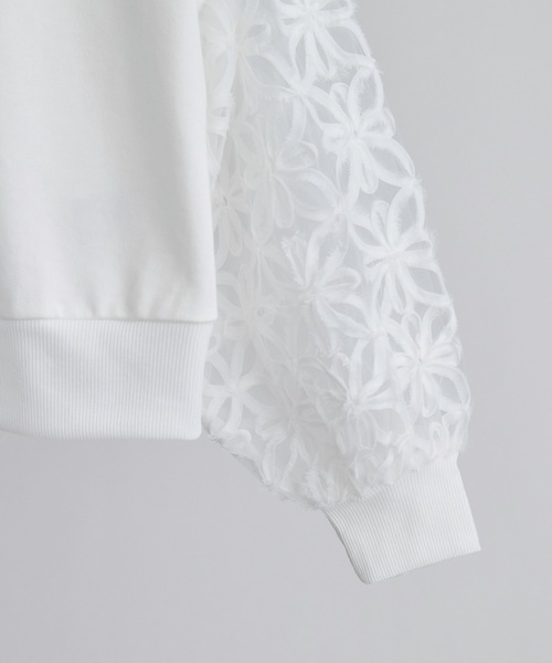 etoll.（エトル）の「フラワーチュール袖ドッキングPO（スウェット・レディース・ブラック/オフホワイト・M）」の15枚目の写真