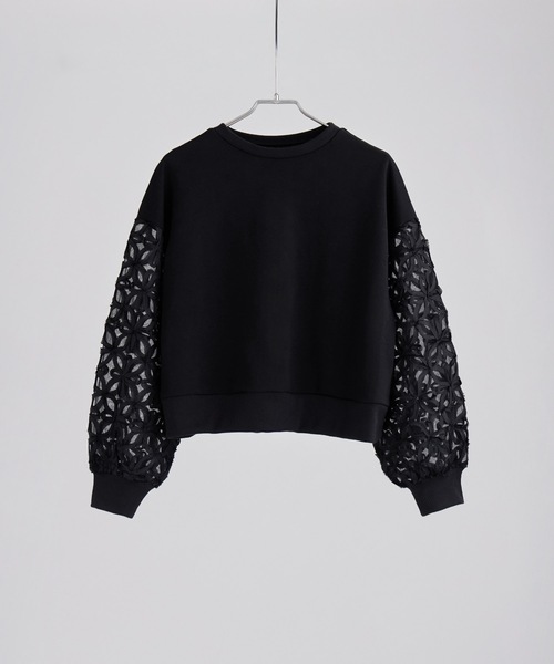 etoll.（エトル）の「フラワーチュール袖ドッキングPO（スウェット・レディース・ブラック/オフホワイト・M）」の17枚目の写真