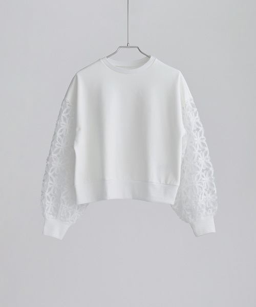 etoll.（エトル）の「フラワーチュール袖ドッキングPO（スウェット・レディース・ブラック/オフホワイト・M）」の18枚目の写真