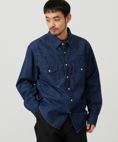 EDWIN（エドウィン）の「EDWIN エドウィン ウエスタンシャツ デニム 長袖（シャツ/ブラウス・メンズ・ブルー/インディゴブルー/ライトインディゴブルー・MEDIUM/LARGE/X-LARGE）」の2枚目の写真