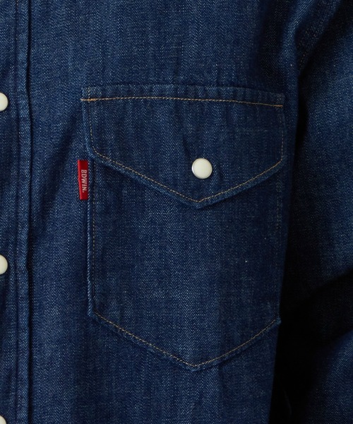 EDWIN（エドウィン）の「EDWIN エドウィン ウエスタンシャツ デニム 長袖（シャツ/ブラウス・メンズ・ブルー/インディゴブルー/ライトインディゴブルー・MEDIUM/LARGE/X-LARGE）」の11枚目の写真