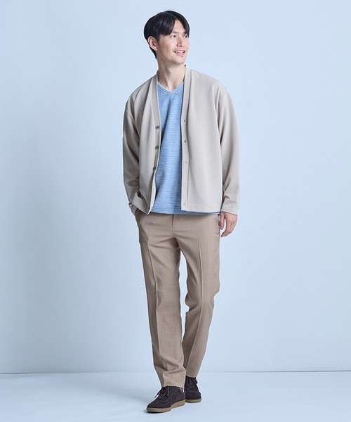 UNION STATION（ユニオンステーション）の「【WEB限定】ストレッチリップルカーディガン＜ストレッチ・マシンウォッシャブル＞（カーディガン/ボレロ・メンズ・グレイッシュベージュ/ライトグレー/オフホワイト/ブラック/ライトブルー・L/M）」の10枚目の写真