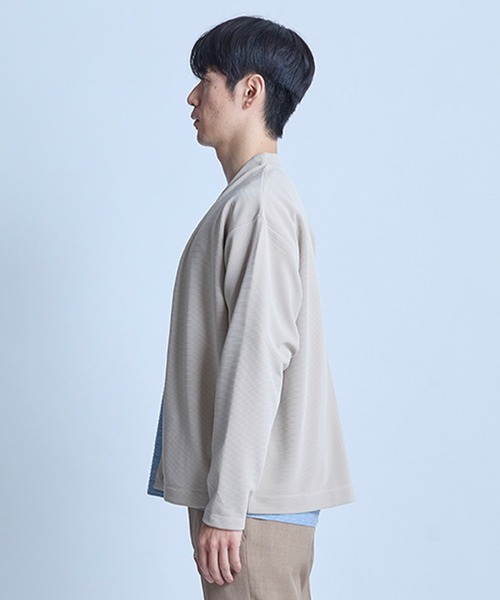 UNION STATION（ユニオンステーション）の「【WEB限定】ストレッチリップルカーディガン＜ストレッチ・マシンウォッシャブル＞（カーディガン/ボレロ・メンズ・グレイッシュベージュ/ライトグレー/オフホワイト/ブラック/ライトブルー・L/M）」の11枚目の写真