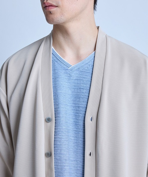 UNION STATION（ユニオンステーション）の「【WEB限定】ストレッチリップルカーディガン＜ストレッチ・マシンウォッシャブル＞（カーディガン/ボレロ・メンズ・グレイッシュベージュ/ライトグレー/オフホワイト/ブラック/ライトブルー・L/M）」の13枚目の写真