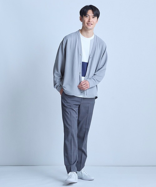 UNION STATION（ユニオンステーション）の「【WEB限定】ストレッチリップルカーディガン＜ストレッチ・マシンウォッシャブル＞（カーディガン/ボレロ・メンズ・グレイッシュベージュ/ライトグレー/オフホワイト/ブラック/ライトブルー・L/M）」の15枚目の写真