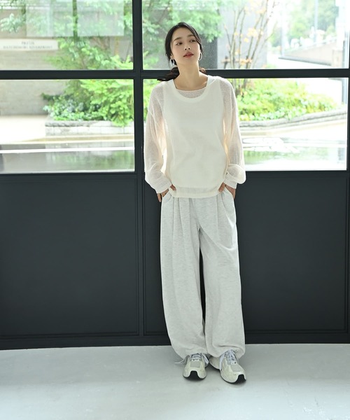 STYLE DELI(スタイルデリ)の「【BLK001】透かしモヘアプチボートネックプルオーバー(ニット/セーター・レディース・イエロー/チャコール/アイボリー・FREE)」の10枚目の写真