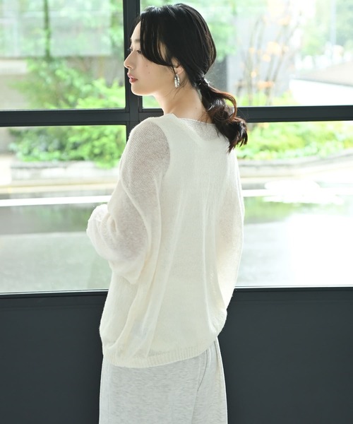 STYLE DELI(スタイルデリ)の「【BLK001】透かしモヘアプチボートネックプルオーバー(ニット/セーター・レディース・イエロー/チャコール/アイボリー・FREE)」の11枚目の写真