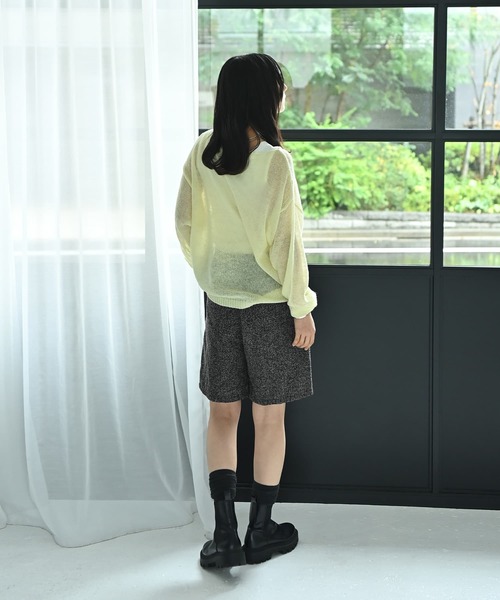 STYLE DELI(スタイルデリ)の「【BLK001】透かしモヘアプチボートネックプルオーバー(ニット/セーター・レディース・イエロー/チャコール/アイボリー・FREE)」の19枚目の写真