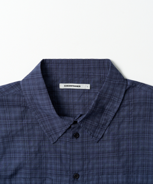 EXCONTAINER（エックスコンテナ）の「ミューテッドチェックセミクロップシャツ（BLUE）（シャツ/ブラウス・メンズ・その他・MEDIUM/LARGE/X-LARGE）」の3枚目の写真