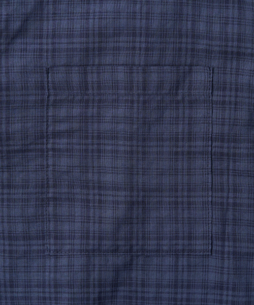 EXCONTAINER（エックスコンテナ）の「ミューテッドチェックセミクロップシャツ（BLUE）（シャツ/ブラウス・メンズ・その他・MEDIUM/LARGE/X-LARGE）」の4枚目の写真