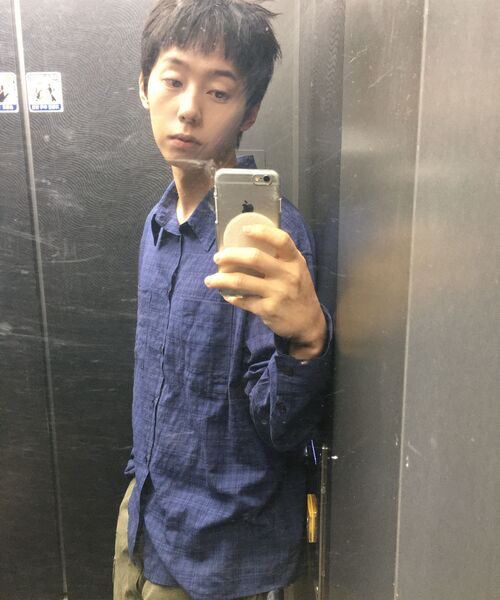 EXCONTAINER（エックスコンテナ）の「ミューテッドチェックセミクロップシャツ（BLUE）（シャツ/ブラウス・メンズ・その他・MEDIUM/LARGE/X-LARGE）」の11枚目の写真