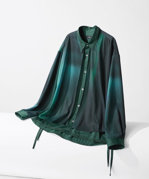 HARE（ハレ）の「シアーカラーレイヤードシャツ(HARE)（シャツ/ブラウス・メンズ・ブラック系その他/グリーン/ブラック・FREE）」の3枚目の写真