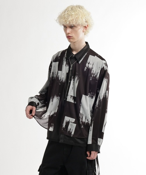 HARE（ハレ）の「シアーカラーレイヤードシャツ(HARE)（シャツ/ブラウス・メンズ・ブラック系その他/グリーン/ブラック・FREE）」の12枚目の写真