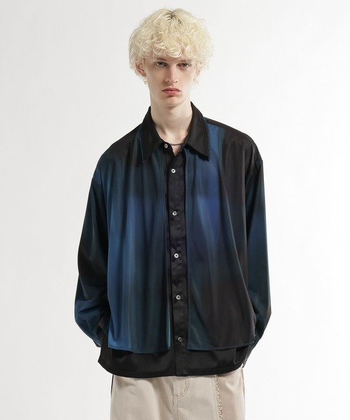 HARE（ハレ）の「シアーカラーレイヤードシャツ(HARE)（シャツ/ブラウス・メンズ・ブラック系その他/グリーン/ブラック・FREE）」の13枚目の写真