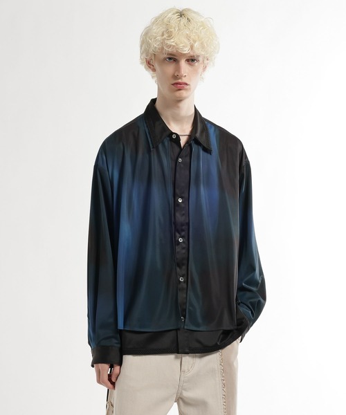 HARE（ハレ）の「シアーカラーレイヤードシャツ(HARE)（シャツ/ブラウス・メンズ・ブラック系その他/グリーン/ブラック・FREE）」の14枚目の写真