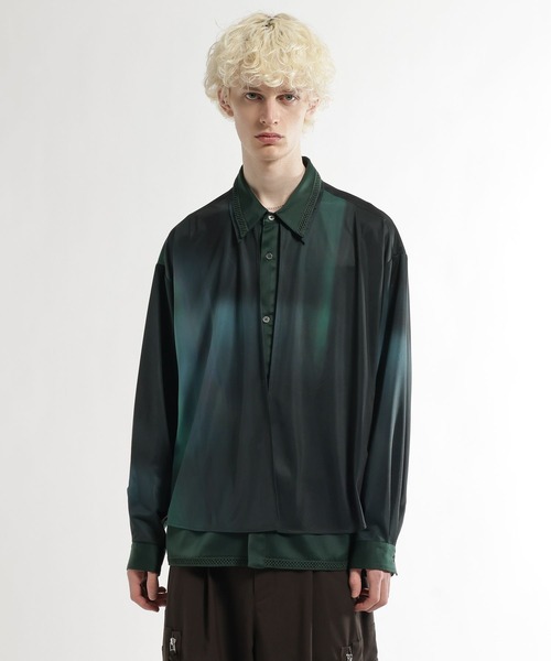 HARE（ハレ）の「シアーカラーレイヤードシャツ(HARE)（シャツ/ブラウス・メンズ・ブラック系その他/グリーン/ブラック・FREE）」の15枚目の写真