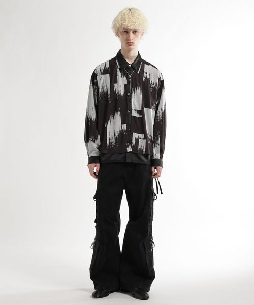 HARE（ハレ）の「シアーカラーレイヤードシャツ(HARE)（シャツ/ブラウス・メンズ・ブラック系その他/グリーン/ブラック・FREE）」の4枚目の写真